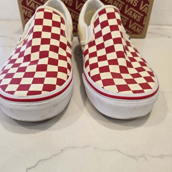 Vans off the wall Classic slip on primary check red and white - Picture 8 of 14